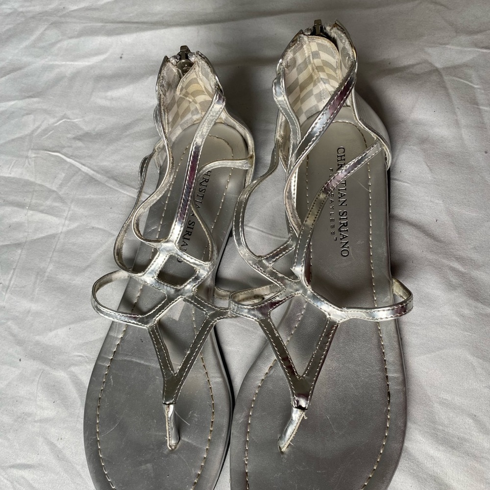 Christian Siriano Metallic Strappy Sandals